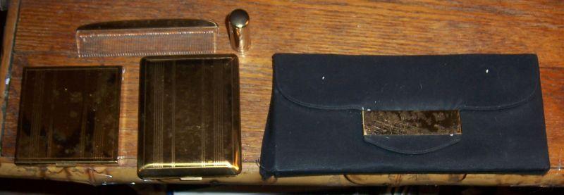 Vintage Dorset Fifth Avenue Black Carryall Compact/Cigarette Case/Lipstick/Comb