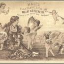 Victorian Trade Card for Hall's Vegetable Sicilian Hair Renewer with Lovely Lady