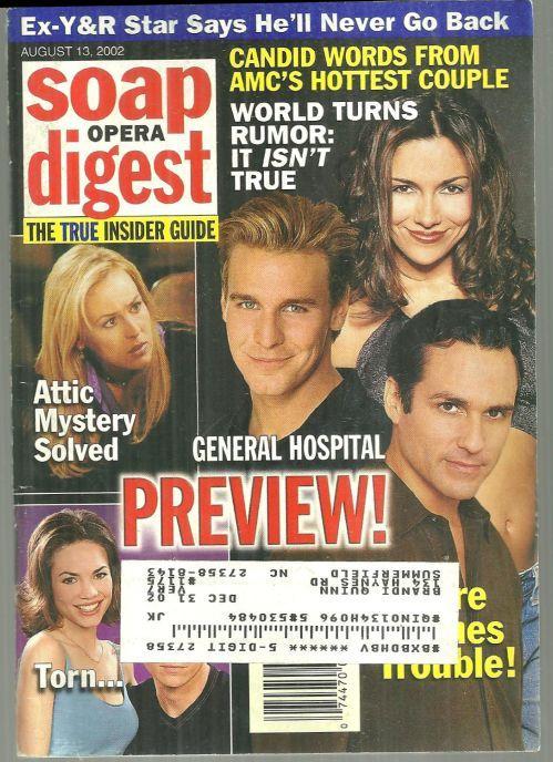 Soap Opera Digest Magazine August 13, 2002 General Hospital Preview on the Cover
