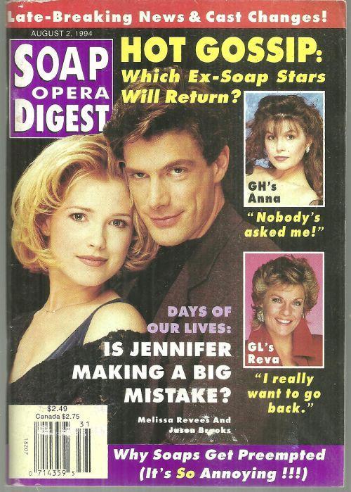 Soap Opera Digest Magazine August 2, 1994 Melissa Reeves and Jason Brooks DOOL