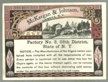 McKeegan & Johnson, Geneva, New York Cigar Label. Factory No. 3