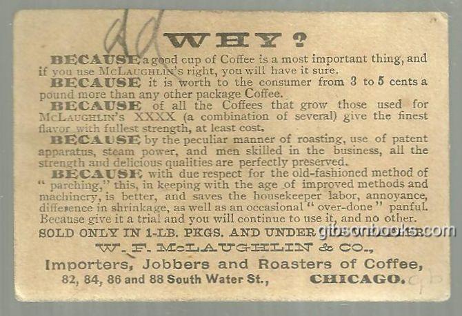 Victorian Trade Card for McLaughlin's Coffee with Two Old Ladies Enjoying Coffee