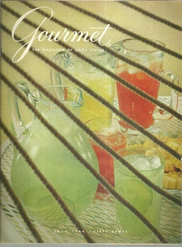 Gourmet Magazine July 1966 Cool Beverages on the Cover/German Wines/Salads