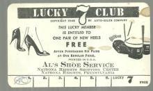 Vintage Lucky 7 Card for Al's Shoe Service, Natrona Heights, Pennsylvania