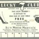 Vintage Lucky 7 Card for Al's Shoe Service, Natrona Heights, Pennsylvania