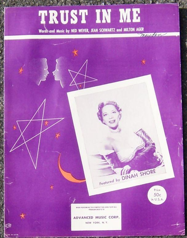 Trust in Me Sung by Dinah Shore 1952 Sheet Music