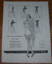 1947 Kayser Fit-All Proportions Nylons Life Magazine Advertisement