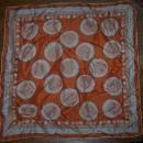 Vintage Bright Orange and White Scarf with Polka Dots Made in Japan