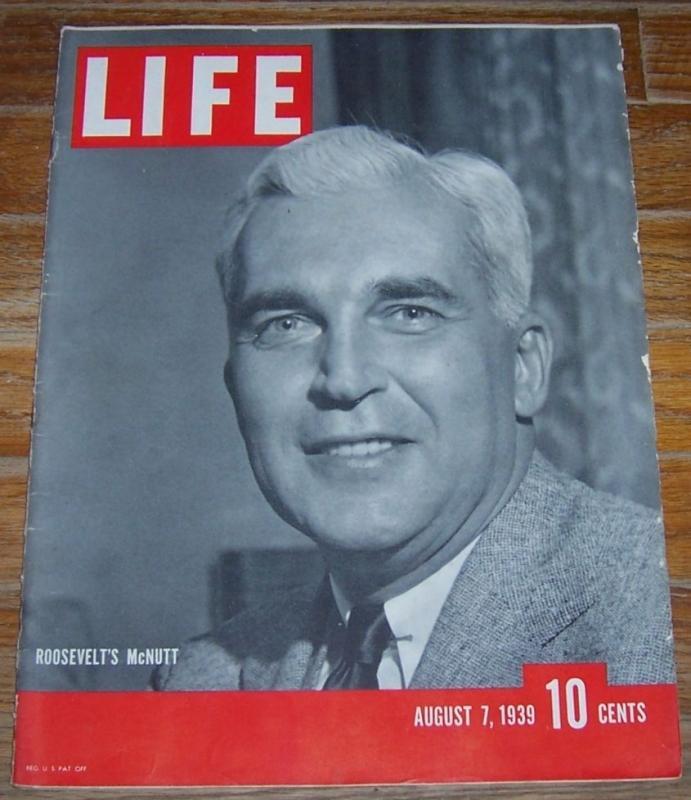 Life Magazine August 7, 1939 Roosevelt's McNutt on cover/New York World's Fair