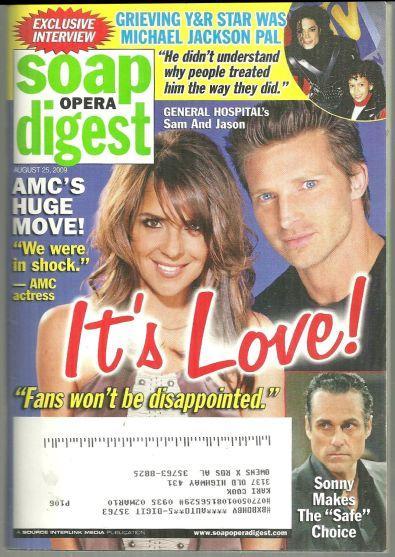 Soap Opera Digest August 25, 2009 General Hospital's Sam and Jason on the Cover