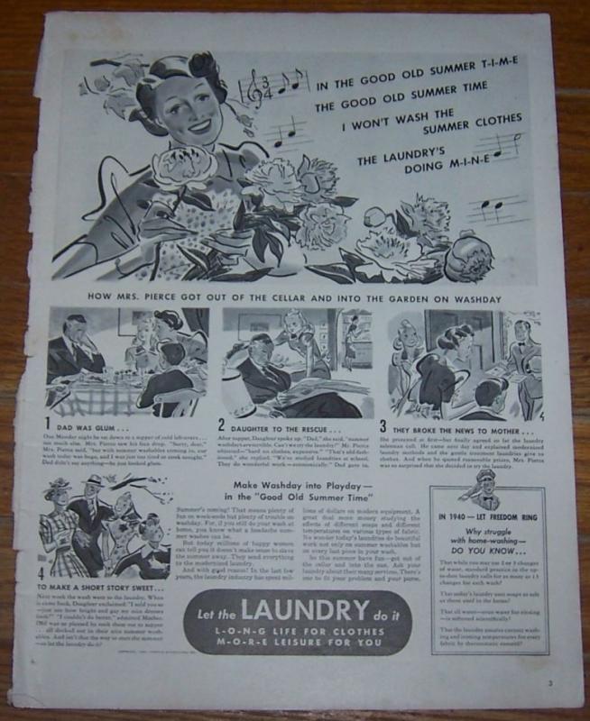 1940 Summer Laundry Life Magazine Advertisement Garden Instead of Washing