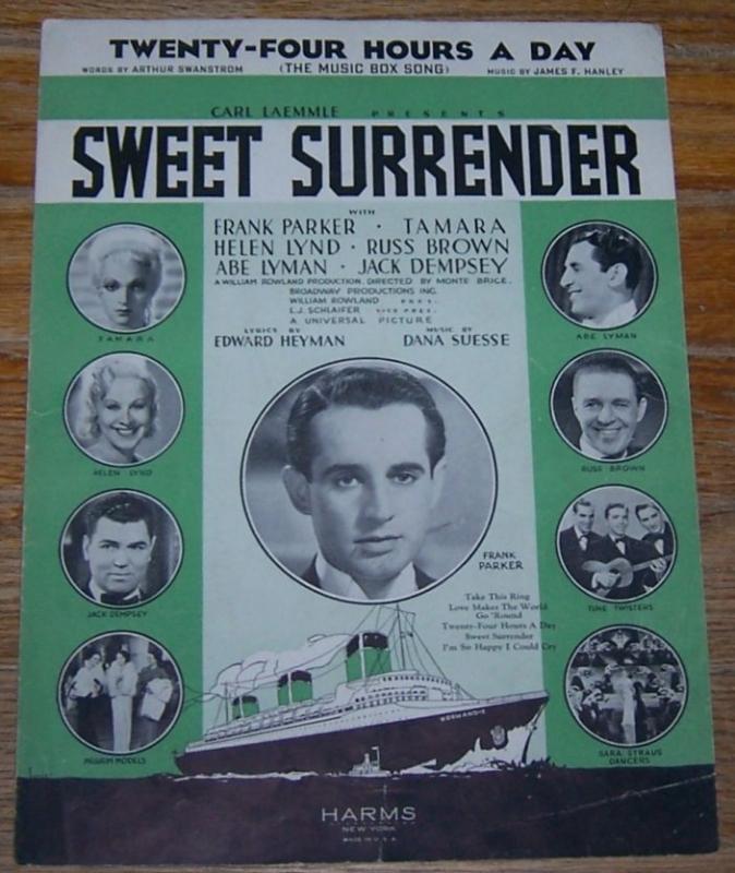 Twenty-Four Hours a Day (The Music Box Song) From Sweet Surrender 1935 Music