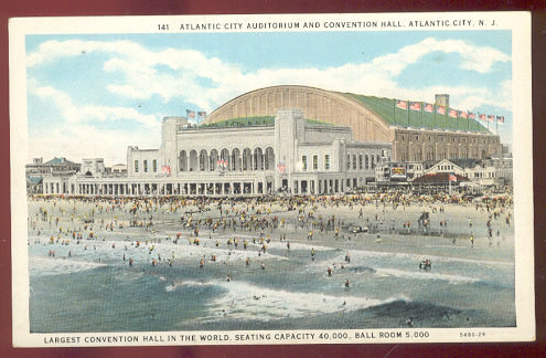 Atlantic City Auditorium and Convention Hall New Jersey Postcard