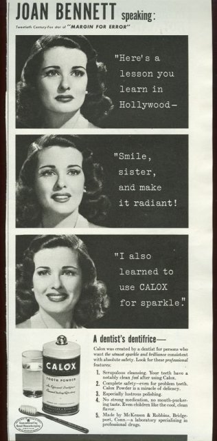 1943 World War II Joan Bennett Calox Advertisement
