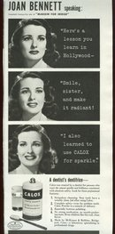 1943 World War II Joan Bennett Calox Advertisement