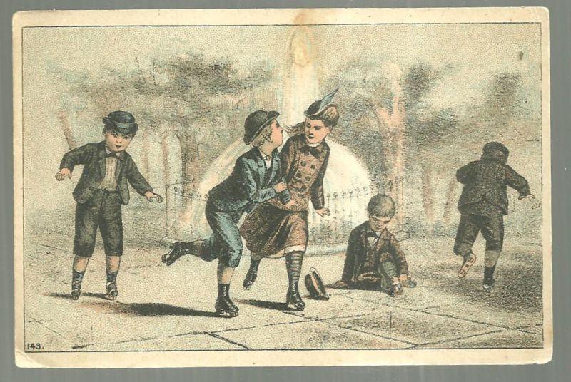 Victorian Trade Card The Great Centennial American Tea with Roller Skaters