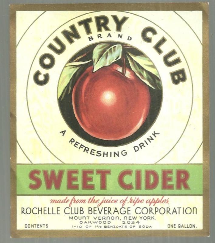 Vintage Country Club Sweet Cider Label