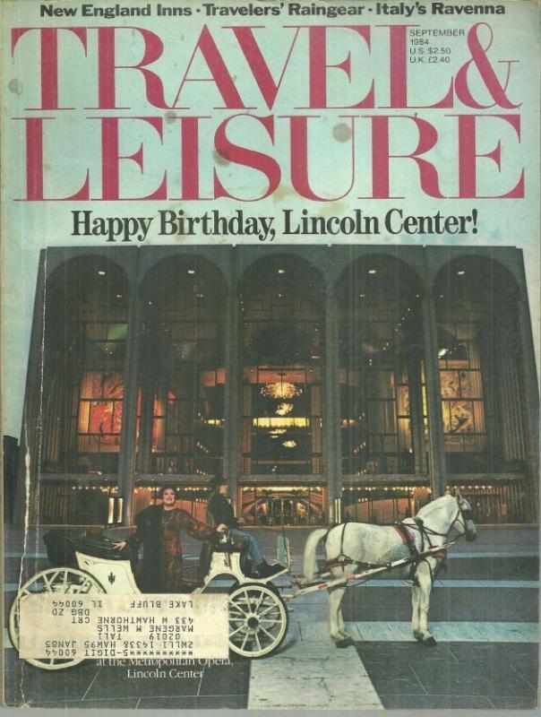 Travel and Leisure Magazine September 1984 Happy Birthday Lincoln Center Cover