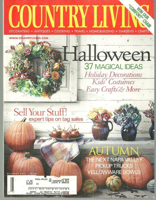 Country Living Magazine October 2001 Medieval Halloween/Tag Sale/ Hudson Valley
