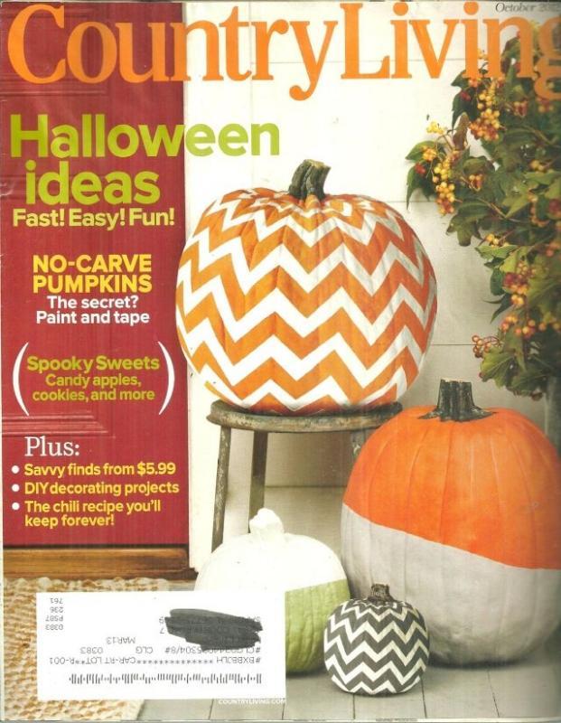 Country Living Magazine October 2012 Halloween Issue/eay Pumpkins/Candy Apples