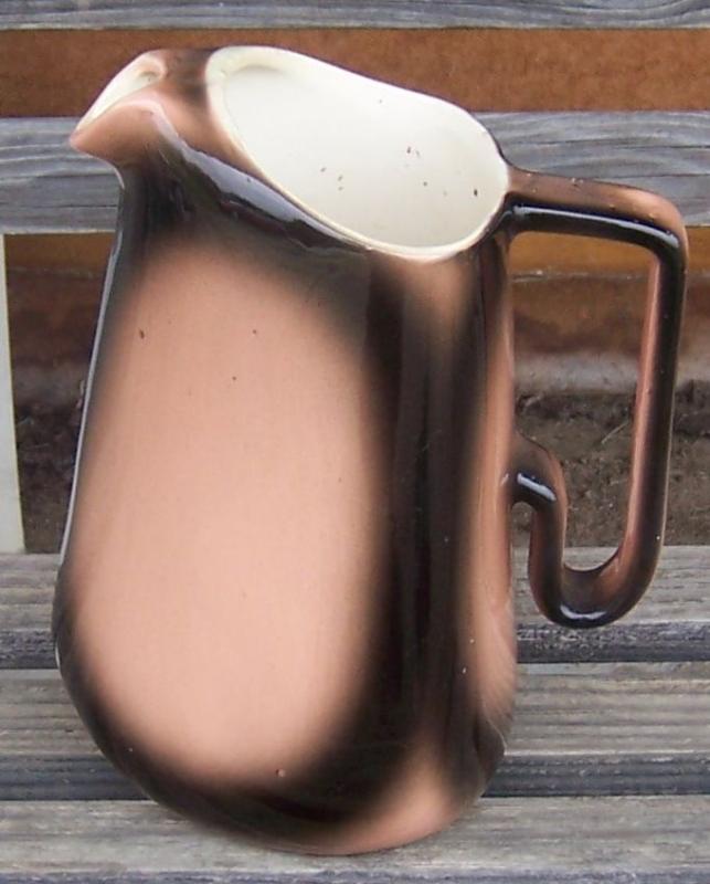 Vintage San Vallee Pottery Large Pitcher with Pink and Brown Glaze