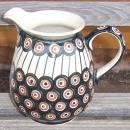 Vintage Pottery Milk Jug with Blue and Orange Polka Dots