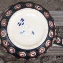 Vintage Pottery Milk Jug with Blue and Orange Polka Dots