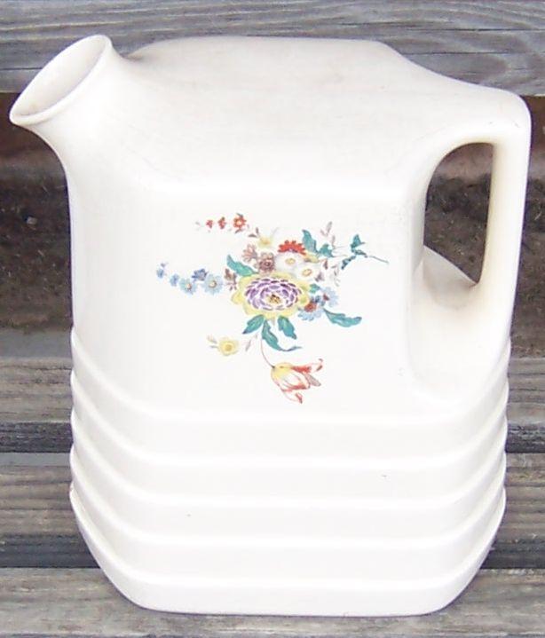 Vintage Universal Cambridge China Water Pitcher with Flower Decal