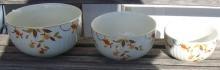 Vintage Hall China Jewel Tea Autumn Leaf Three Piece Mixing Bowl Set