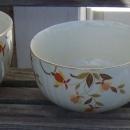 Vintage Hall China Jewel Tea Autumn Leaf Three Piece Mixing Bowl Set