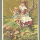 Victorian Trade Card for Soapine With Little Girls Feeding the Ducks