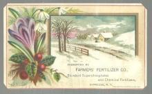 Victorian Card for Farmers' Fertilizer, Syracuse, New York with Winter Landscape
