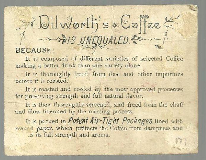 Victorian Trade Card Dilworth's Coffee With Lady on Phone and Boys With Trophy
