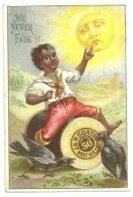 Victorian Trade Card J. & P. Coats' Fast Black Thread with African American Boy