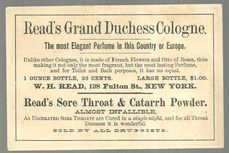Victorian Trade Card for Read's Grand Duchess Cologne