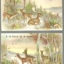 Lot of Two Victorian Trade Cards for Ville de Saint Denis, Paris with Deer