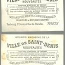 Lot of Two Victorian Trade Cards for Ville de Saint Denis, Paris with Deer