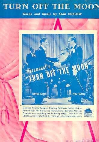 Turn Off the Moon Kenny Baker and Phil Harris 1937 Sheet Music