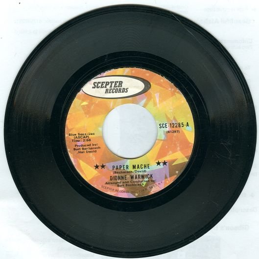 Dionne Warwick Paper Mache/ The Wine is Young 45RPM Record
