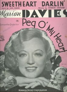 Sweetheart Darling Marion Davies in Peg O My Heart 1933 Sheet music