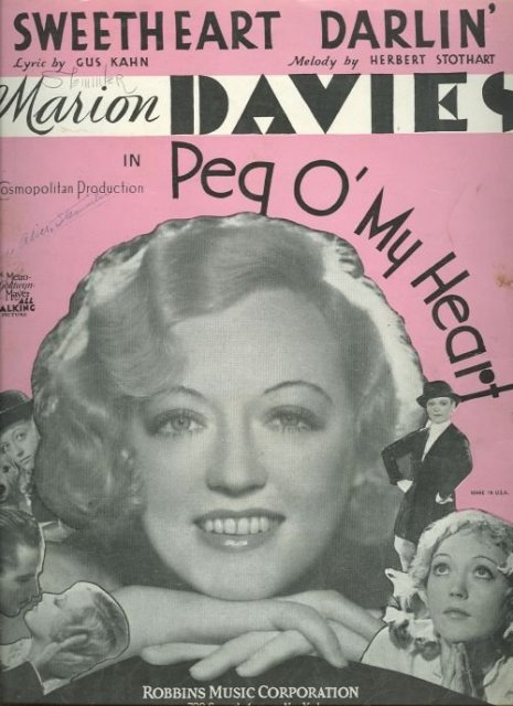 Sweetheart Darling Marion Davies in Peg O My Heart 1933 Sheet music