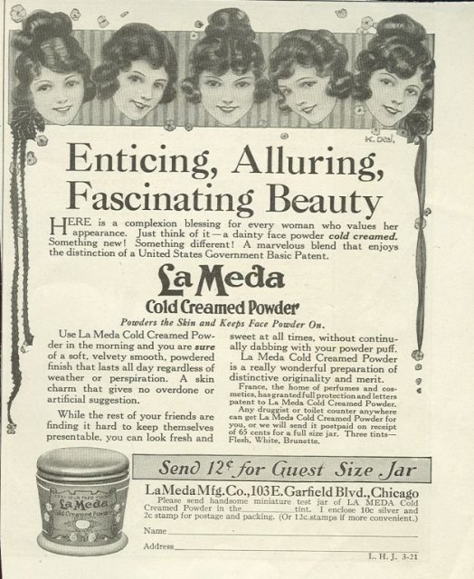 LaMeda Cold Creamed Powder 1921 Magazine Advertisement