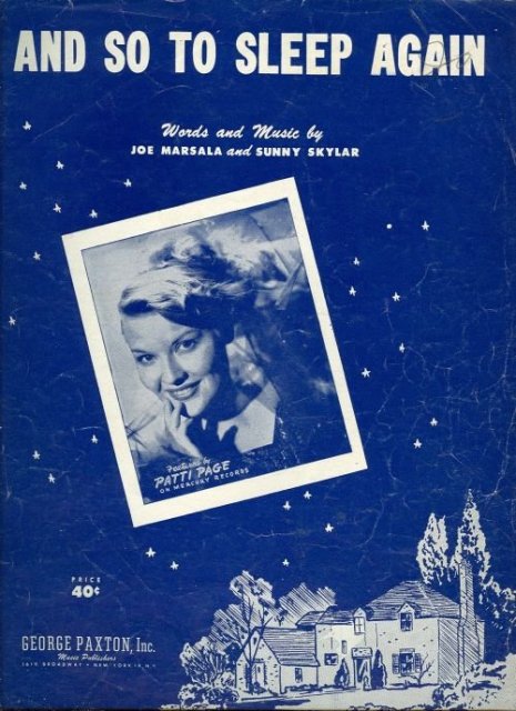 And So To Sleep Again Patti Page 1951 Sheet Music