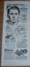 1947 Gillette Blue Blades Life Magazine Color Advertisement with Peter Perkins