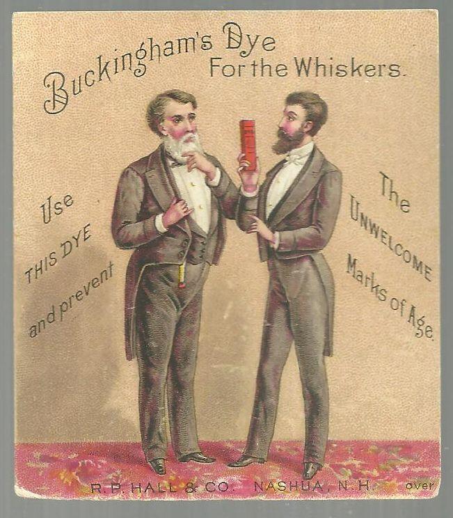 Victorian Trade Card for Buckingham's Dye for the Whiskers with Two Men