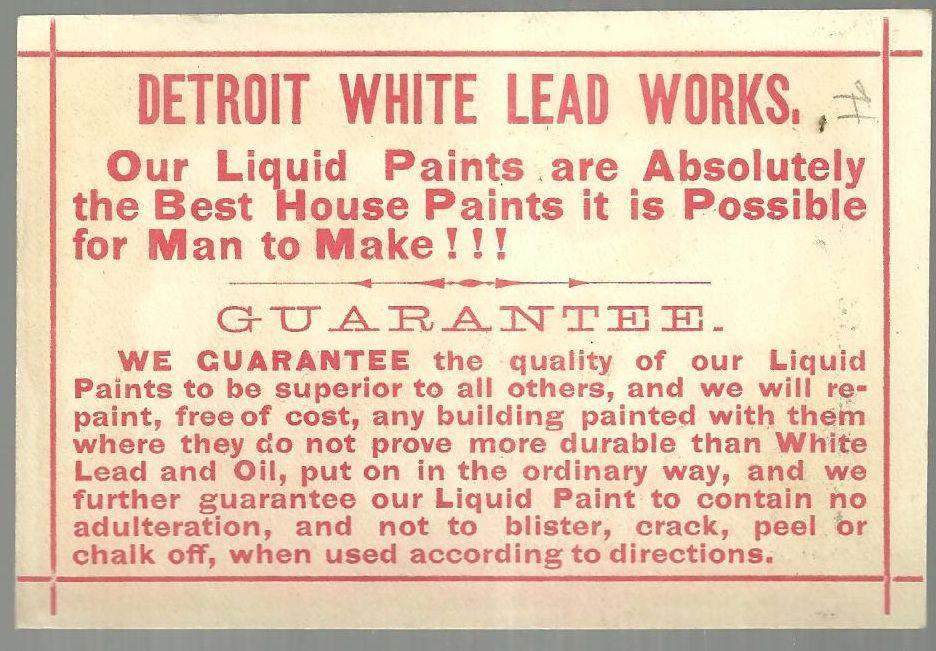 Victorian Trade Card for Detroit White Lead Works with Artist's Paint Palette