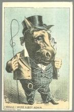 Victorian Trade Card for Union Package Dyes with Horse Dressed as a Man
