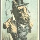 Victorian Trade Card for Union Package Dyes with Horse Dressed as a Man