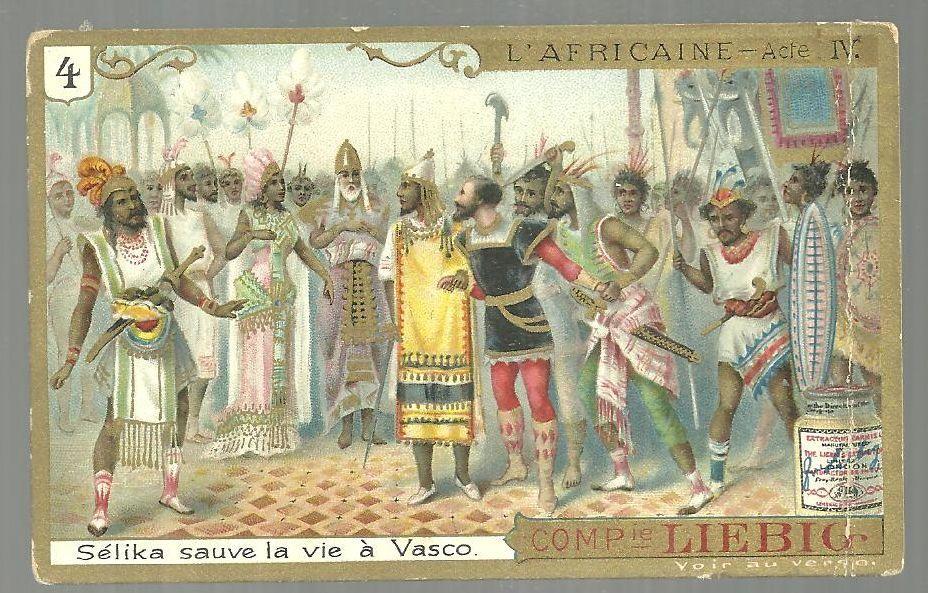 Victorian Trade Card Liebig Fleisch-Extra with Scene from L'Africaine Act IV