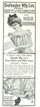 Defender Mfg Sheets Pillowcases and Underwear 1901 Ad
